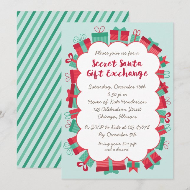 Secret Santa Gift Exchange Party Invitation (Front/Back)