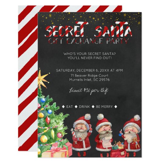 Secret Santa Gift Exchange Party Invitation