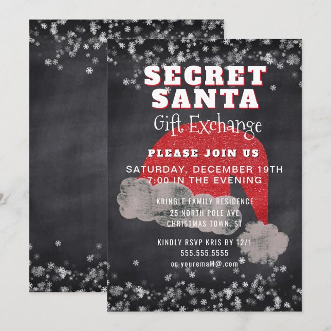 Secret Santa Gift Exchange Party Invitation (Front/Back)