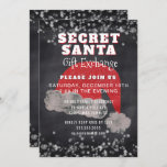 Secret Santa Gift Exchange Party Invitation<br><div class="desc">Fun, Santa hat chalkboard Christmas gift exchange party invitation- Invite family, friends, neighbours and coworkers to be part of your fun Secret Santa celebration. Reads 'Secret Santa Gift Exchange' in fun, whimsical lettering at the top with a red shadow effect. Centred is a faux red glitter and chalk look Santa...</div>