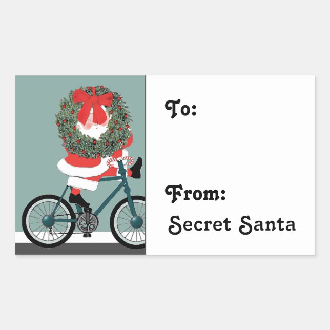 Secret Santa Gift Tag Rectangular Sticker (Front)