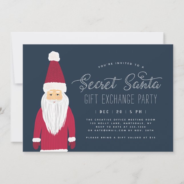 Secret Santa Holiday Gift Exchange Party Invitation (Front)
