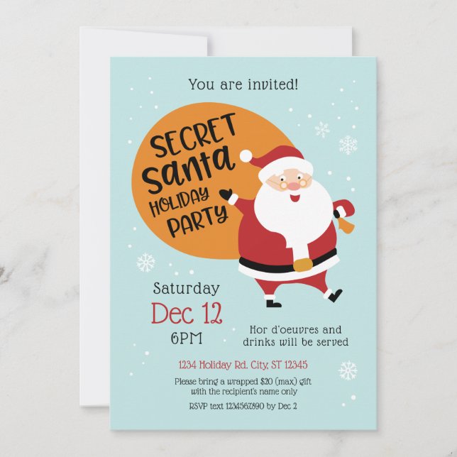 Secret Santa Holiday Party Invitation (Front)
