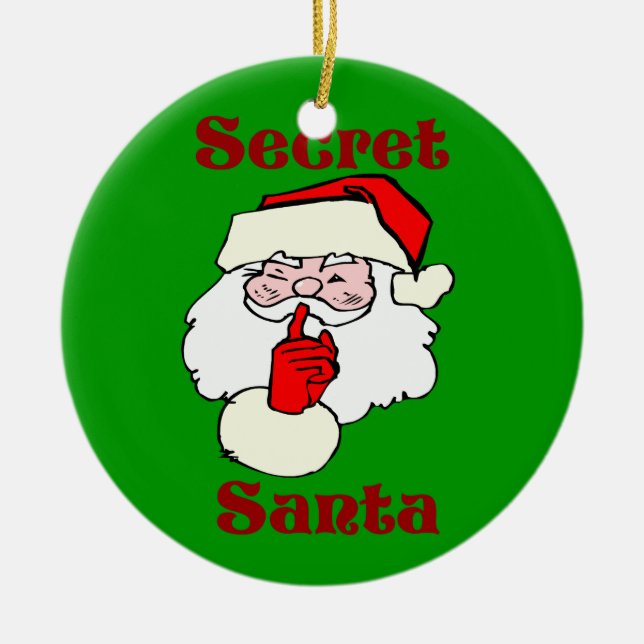 Secret Santa on Christmas Green Ceramic Tree Decoration (Front)
