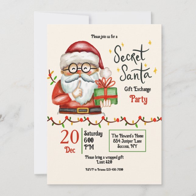 Secret Santa Party Invitation (Front)