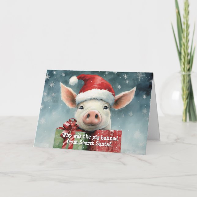 Secret Santa Pig Christmas Card (Front)