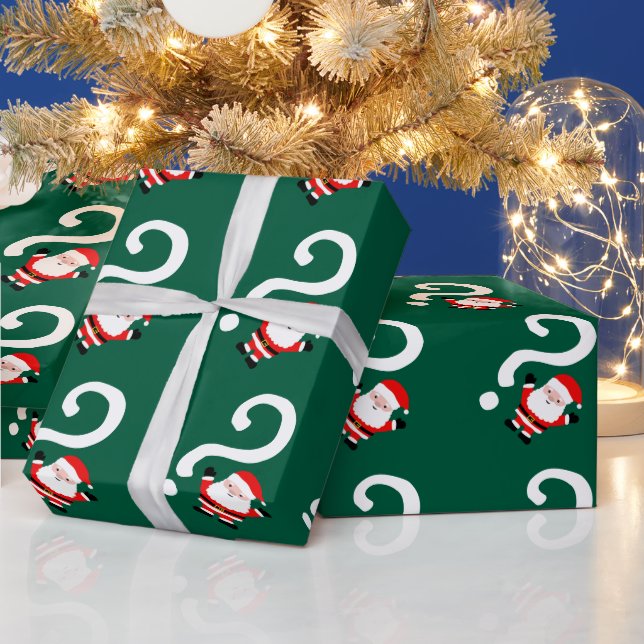 Secret Santa question mark Christmas  Wrapping Paper (Holidays)