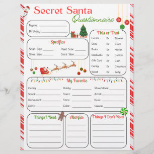 Secret Santa Questionnaire Flyer