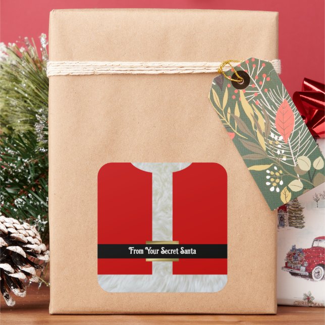 Secret Santa Suit Personalised Christmas Square Sticker (Holiday)
