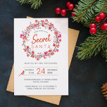 Secret Santa | Winter Holiday Christmas Party Invitation<br><div class="desc">Elegant winter rustic wreath Christmas holiday party invitation template featuring watercolor orange coral red and fuchsia pink berries, a little cardinal bird, and a modern contemporary typography script. Personalise it with your details! The invitation is suitable for winter holidays / Christmas elegant chic rustic country floral family or friends parties...</div>