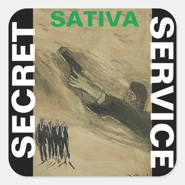 SECRET SERVICE SATIVA SQUARE STICKER (Front)
