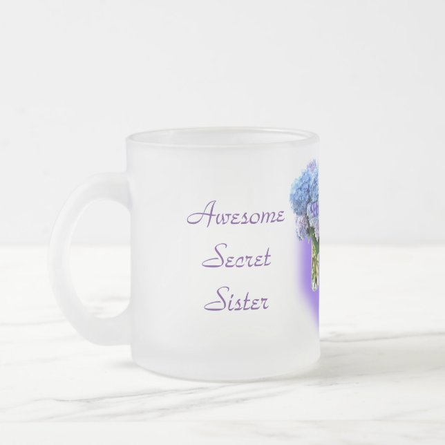 Secret Sister Hydrangea Frosted Mug- customise it Glass Coffee Mug (Left)