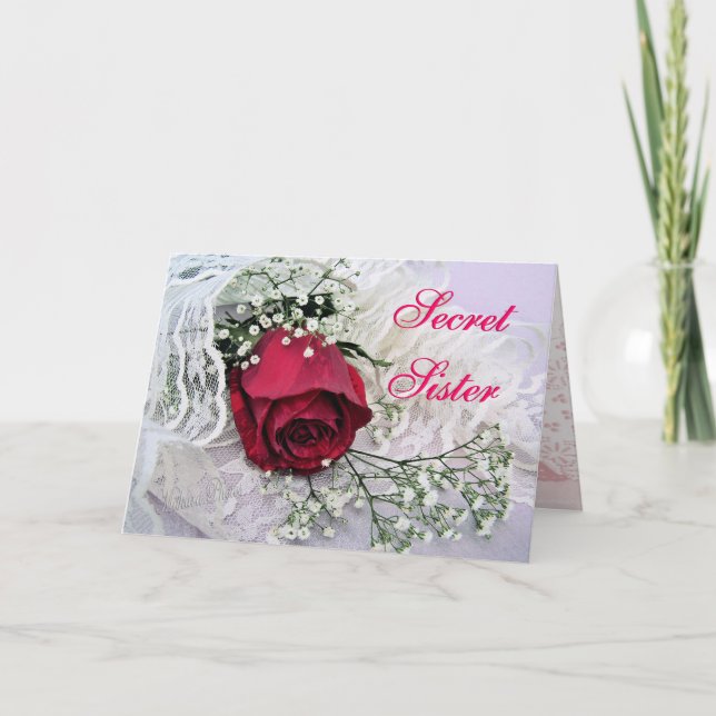 Secret Sister-Rose & Lace-any occasion Card (Front)