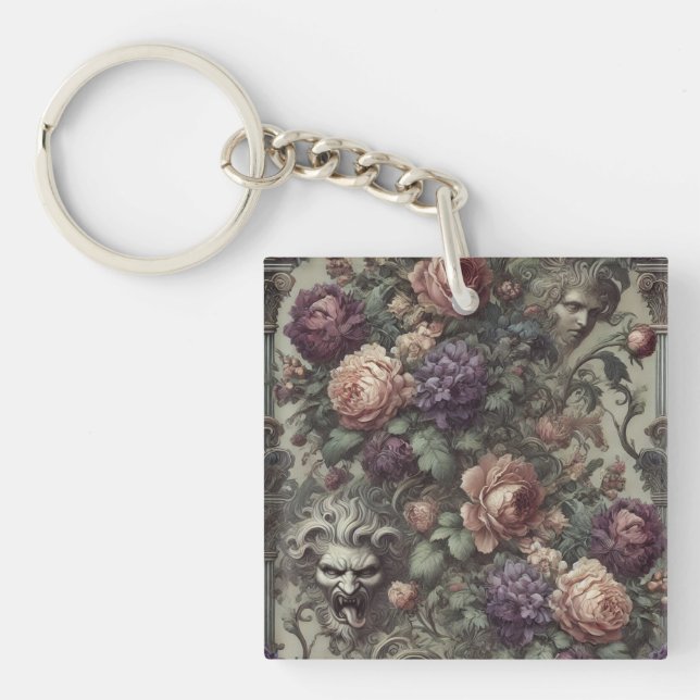 Secret Societies Bloom in Spirals – Gothic  Key Ring (Front)