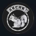 Secret Squirrel - Distressed - Type 2 Large Clock<br><div class="desc">Human Intelligence (35M) usually entails super secret squirrel types of activity.

Image of secret squirrel holding an acorn. Distressed-style.</div>