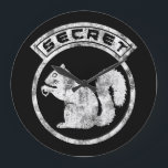 Secret Squirrel - Distressed - Type 2 Large Clock<br><div class="desc">Human Intelligence (35M) usually entails super secret squirrel types of activity.
Image of secret squirrel holding an acorn. Distressed-style.</div>