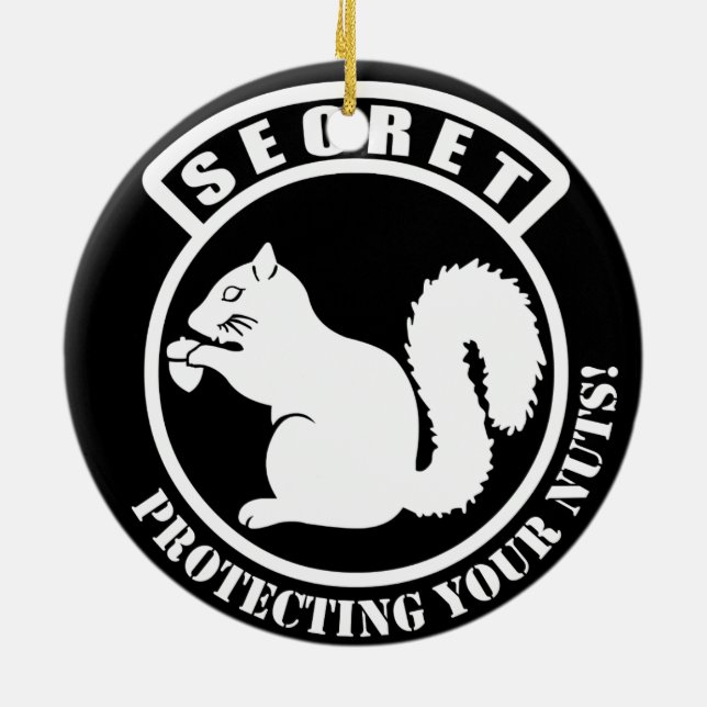 Secret Squirrel Patch Protecting Your Nuts Ceramic Tree Decoration (Back)