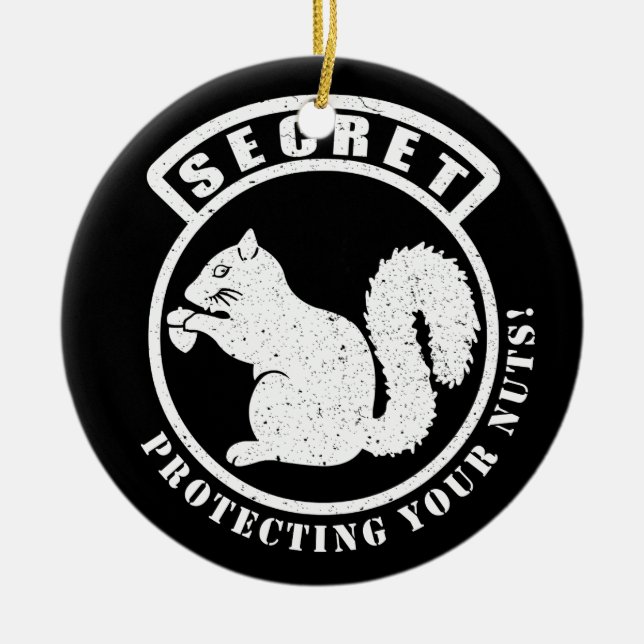 Secret Squirrel Patch Protecting Your Nuts Ceramic Tree Decoration (Front)