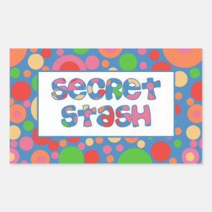 Secret Stash Labels, Bright and Bubbly Pattern Rectangular Sticker