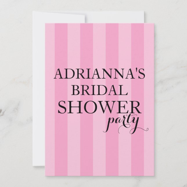 Secret Surprise Bridal Shower Party Pink Stripes Invitation (Front)