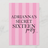Secret Surprise Sweet Sixteen Party Pink Stripes