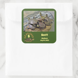 Secret Turtle Shellback Lagoon Photo Name Square Sticker
