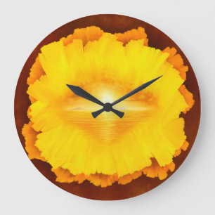 "Secret World" surrealistic sunset island painting Large Clock