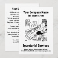 Secretarial Services Cartoon Design Card