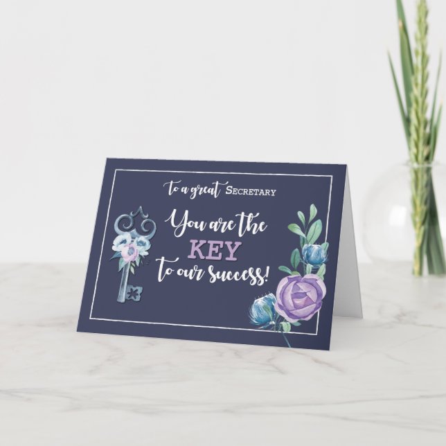 Secretary Admin Pro Day Key to Success Card (Front)