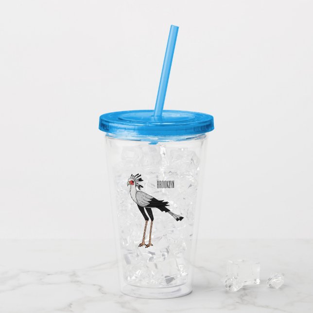 Secretary bird cartoon illustration acrylic tumbler (Back Ice)