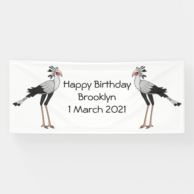 Secretary bird cartoon illustration banner (Horizontal)