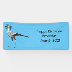 Secretary bird cartoon illustration banner