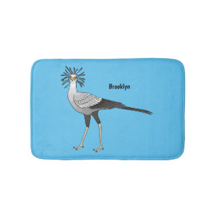 Secretary bird cartoon illustration bath mat