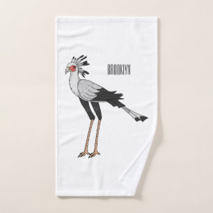 Secretary bird cartoon illustration bath towel set