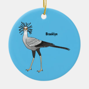 Secretary bird cartoon illustration  ceramic tree decoration