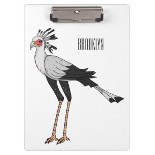 Secretary bird cartoon illustration clipboard