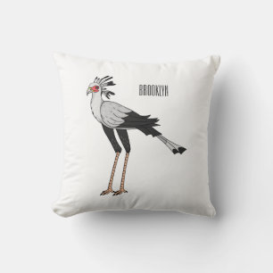 Secretary bird cartoon illustration cushion