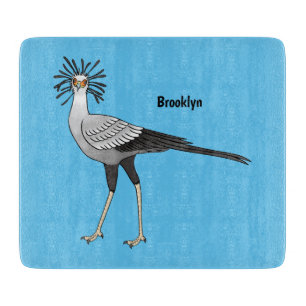 Secretary bird cartoon illustration cutting board