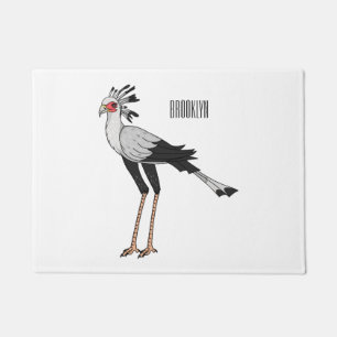 Secretary bird cartoon illustration doormat