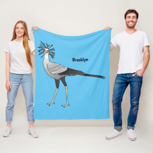 Secretary bird cartoon illustration  fleece blanket