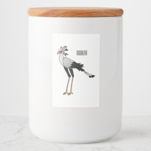 Secretary bird cartoon illustration food label