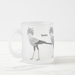 Secretary bird cartoon illustration  frosted glass coffee mug