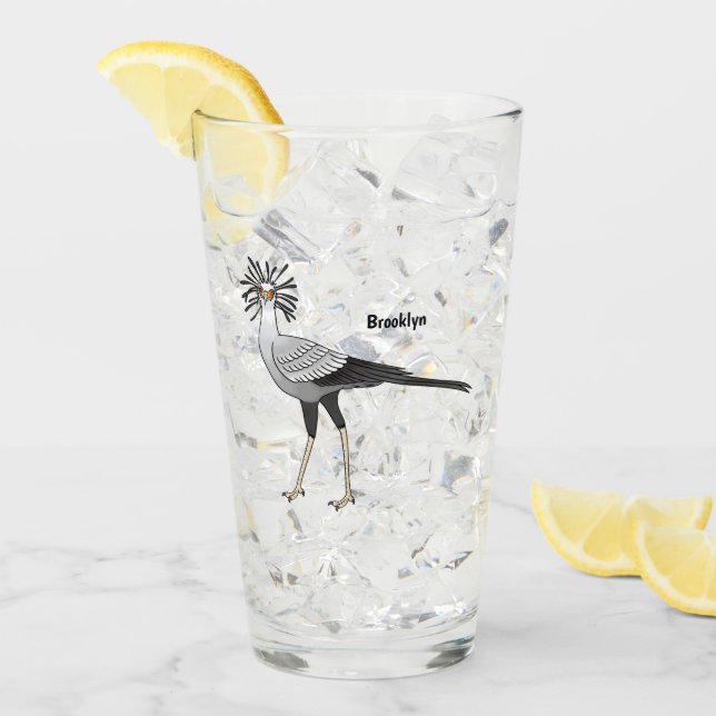 Secretary bird cartoon illustration  glass (Front Ice)