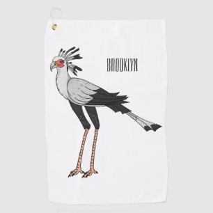 Secretary bird cartoon illustration golf towel
