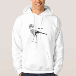 Secretary bird cartoon illustration hoodie