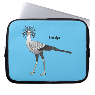 Secretary bird cartoon illustration laptop sleeve