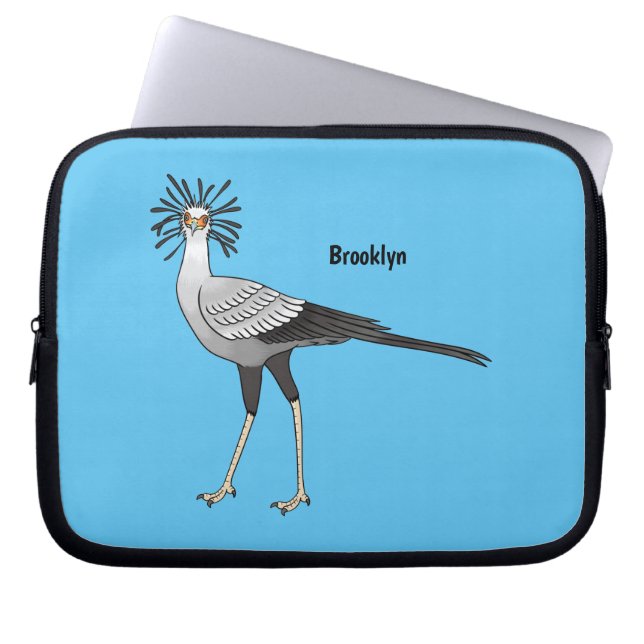 Secretary bird cartoon illustration  laptop sleeve (Front)