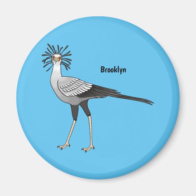 Secretary bird cartoon illustration  magnet (Front)