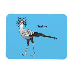 Secretary bird cartoon illustration  magnet