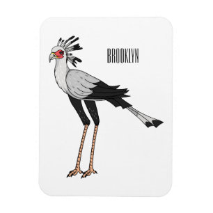 Secretary bird cartoon illustration magnet
